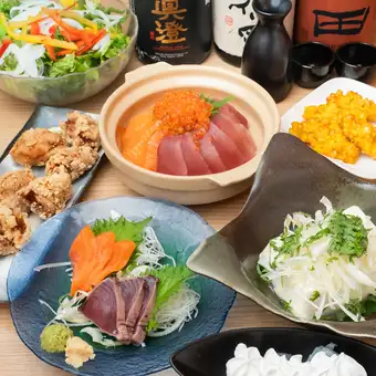 海鮮三種の土鍋飯コース 2時間飲み放題付き3500円♪