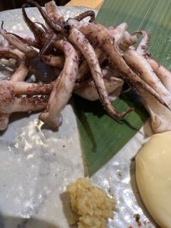 Grilled squid geso with mayonnaise