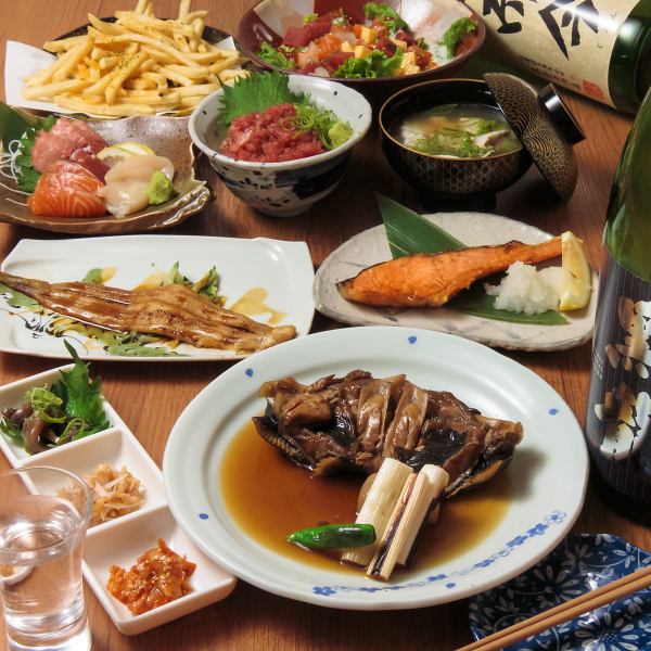 歓送迎会に【おびれせびれコース】18時30分までスタートで4500円→4000円！生ビール入り2時間飲み放題付き