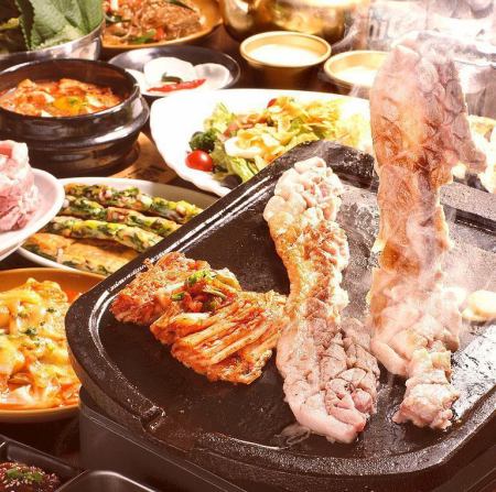 可以品尝到正宗韩国料理的餐厅！午餐套餐和无限量畅饮！