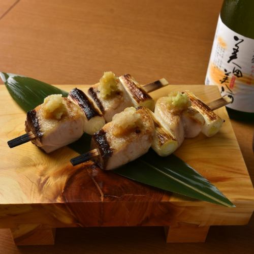 ブリと葱の白焼山葵おろし（一串）