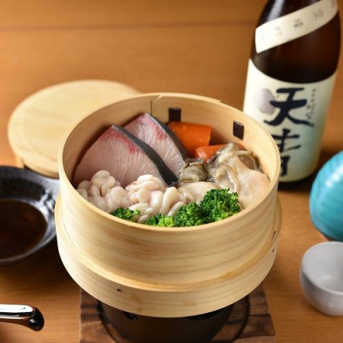 白子と鮮魚とカキのせいろ蒸し（一人前）