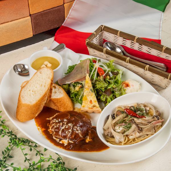 ≪午餐≫ 有7種可供選擇◎提供午餐盤！意大利面和漢堡包1,780日元（含稅）