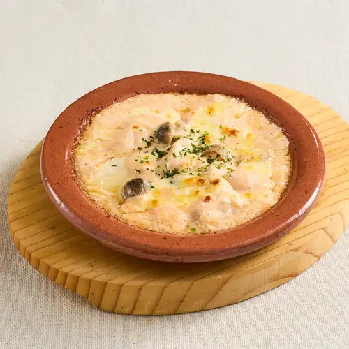 明太子焗烤配日本山藥和蟹菇