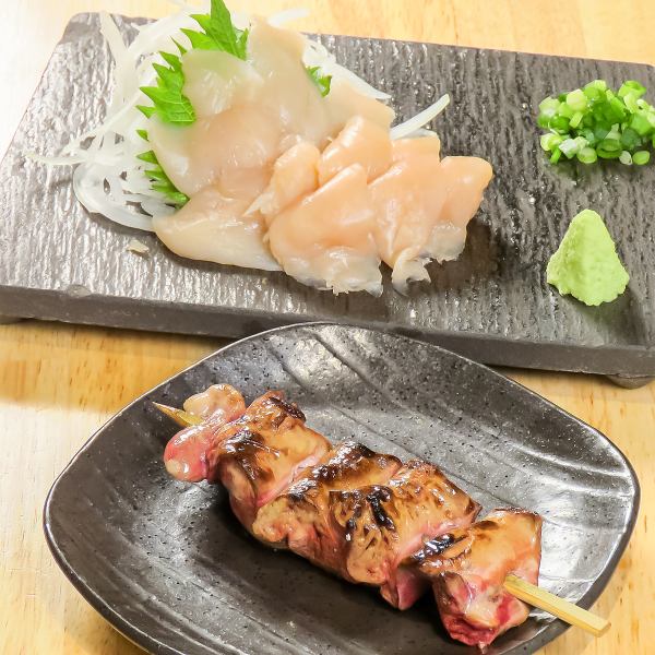 ≪○鳥名物♪≫極上白レバー串＆蔵王地鶏のお刺身　