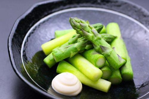 Early-harvested asparagus from Niikappu and Kuriyama