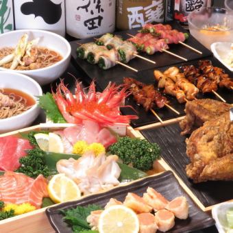 Mainly 5 types of sashimi, fried half chicken, yakitori, etc. 8 dishes including 2 hours of all-you-can-drink for 6,600 yen!