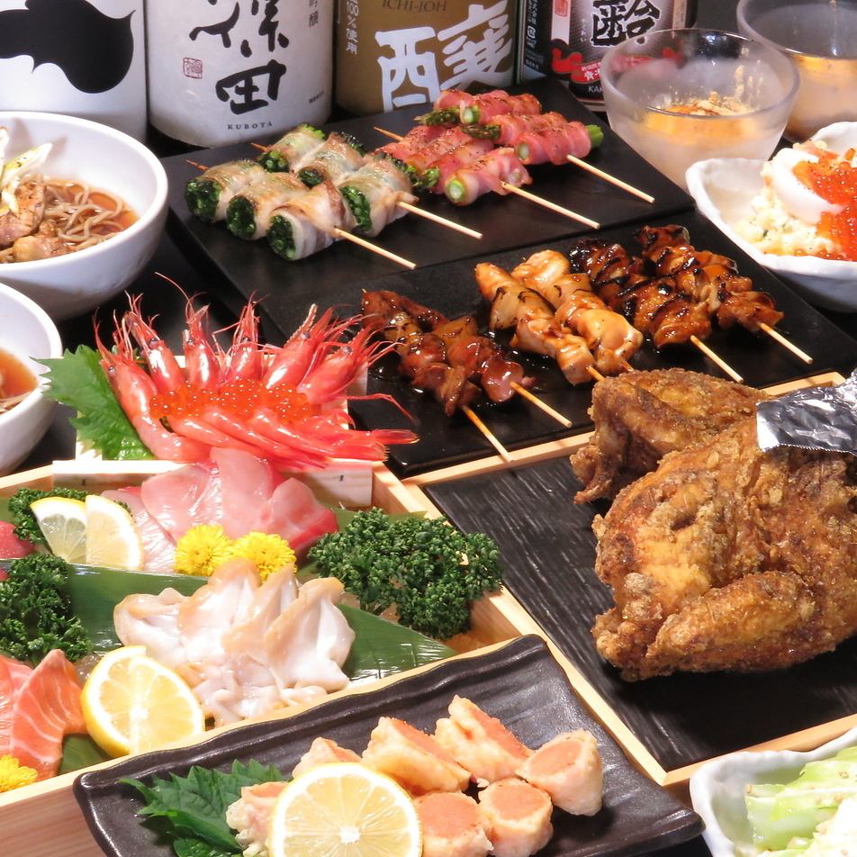 Specialty fried chicken and yakitori, 7 dishes with 2 hours of all-you-can-drink, from 4,400 yen!