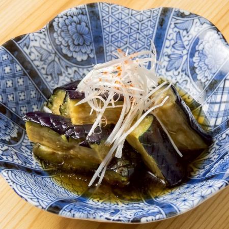 ナスの揚げ浸し/和牛すじポン酢