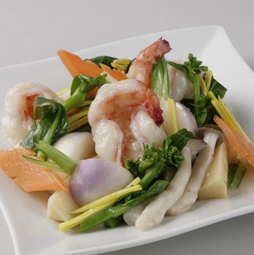 <Spicy> Stir-fried salty shrimp and colorful vegetables 4 pieces