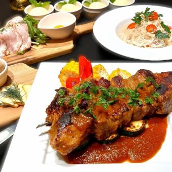 <6/1~8/31> Summer party◇ Melt-in-the-mouth beef churrasco course! Includes 2 hours of all-you-can-drink◆ 7 dishes total 6,000 yen (tax included)