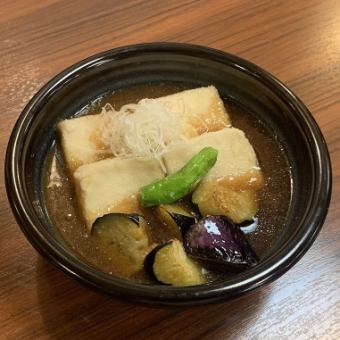 Fried tofu and eggplant