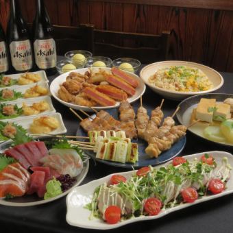 ☆ Recommended for welcome and farewell parties ☆ 2-hour all-you-can-drink & 8 dishes Kushiya banquet course 4,980 yen