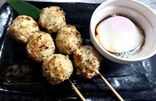 Homemade pork meatballs with soft-boiled egg