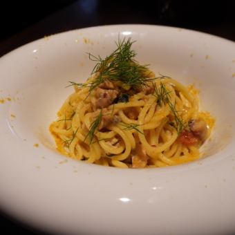真鯛とカラスミのペペロンチーノ　スパゲッティ