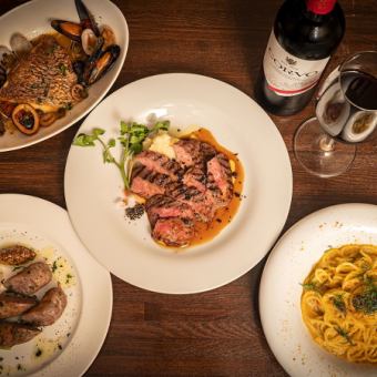 【2時間飲み放題】プレミアムコース 魚と肉のWパスタとWメインを味わう全8品 7,500円（～12/20）