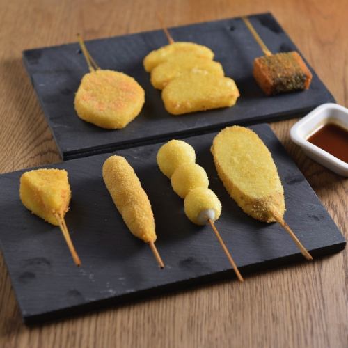 裹上薄薄一層麵糊的爽口烤串