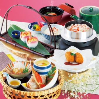 [全套午餐]麦卡、螃蟹腐竹烧卖、螃蟹釜饭等 6道菜 3,300日元