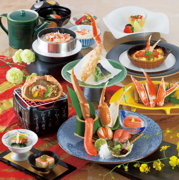 For your anniversary! [Specially selected crab kaiseki] Kanade crab hanayagi-zukuri, crab miso shell-grilled, etc. 10 dishes in total 8,470 yen