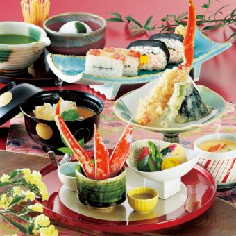 お昼の特別コースかに御膳【ほし】かに天ぷらやかに寿司など気軽に味わえる全6品◆3740円(税込)