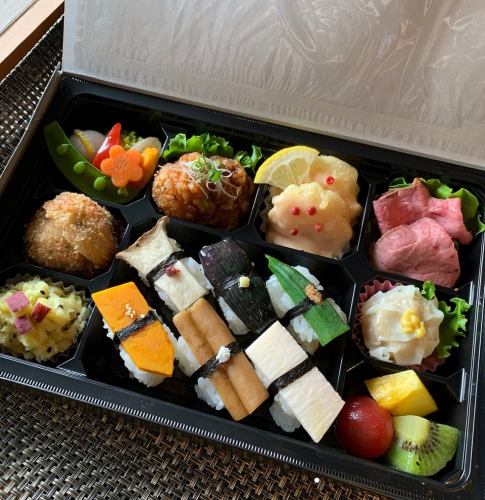 Vegetable sushi 1-tier bento box (top)