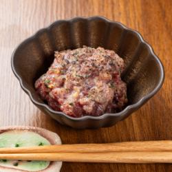 Grilled horse meat and shiso miso