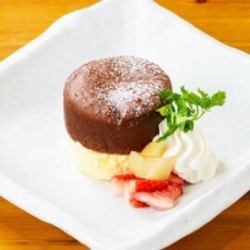 Chocolate fondant with vanilla ice cream