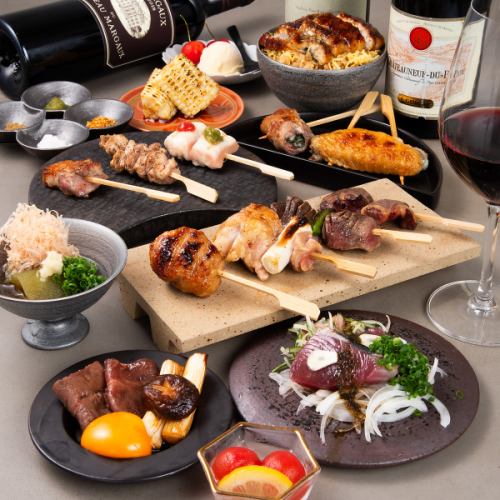 人気No.1月替わりディナーコース◆はかた地どりの焼鳥、糸島野菜の前菜等ワンコース5500円(税込)