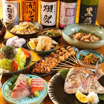 2h飲み放題!!【夏の飲み会に】ビール付に変更可♪とっとっと定番炉端焼きおでん満足コース全15品