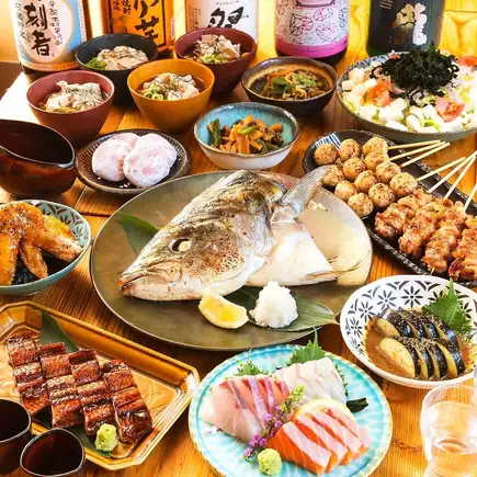 2時間飲み放題【宴会や飲み会に◎】 生ビール付き変更可♪鰻も炉端焼きも夏まんぷくコース全14品