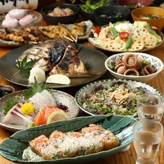 2h飲み放題!!【食欲の秋の飲み会に◎】生ビール付に変更可♪とっとっと秋満喫コース 全14品