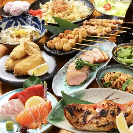 2h飲み放題!!【忘年会・新年会に◎】 生ビール付に変更可♪冬の原始焼きコース 全14品