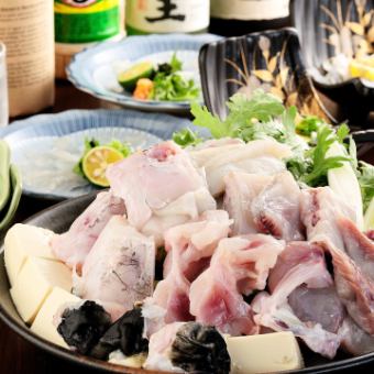 2.5H飲み放題付き【活とらふぐてっちりコース】てっさ・てっちり鍋に、雑炊など全6品⇒7,500円