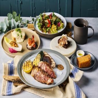 [3,500 yen lunch course] 5 dishes in total including 3 appetizers, grilled Kato pork, and an after-meal drink