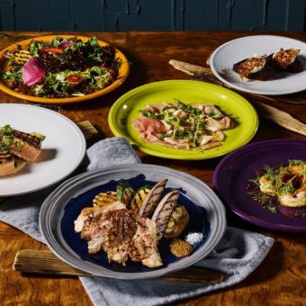 [Share-style basic course] 6 dishes including melt-in-your-mouth Kato pork and grilled salmon