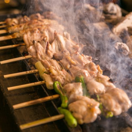 Yakitori grilled carefully selected chicken with high-grade Bincho charcoal