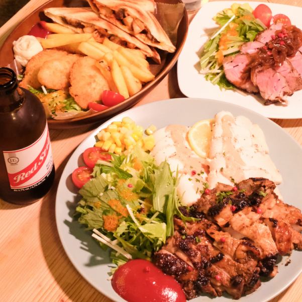 Perfect for parties and girls' nights! Shio-koji jerk chicken and fish and chips go great with alcoholic drinks.