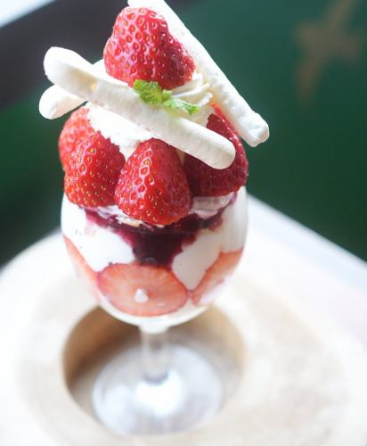 Luxurious strawberry milk cream parfait