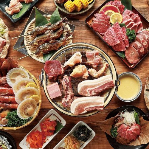 王道BBQプランもご用意◎ゆったり3H食べ飲み放題は歓迎会や様々なシーンにおすすめです。