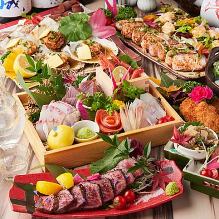 『徳吉贅沢コース』お造りや厚切り牛タン炭火焼き含10品 3時間飲み放題付 6980円⇒5980円