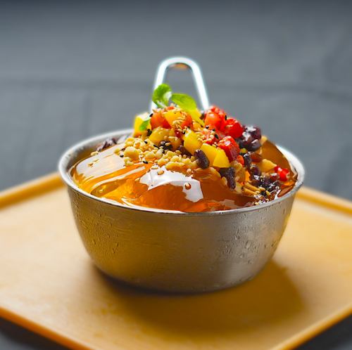 かき氷入り黒蜜ゼリー