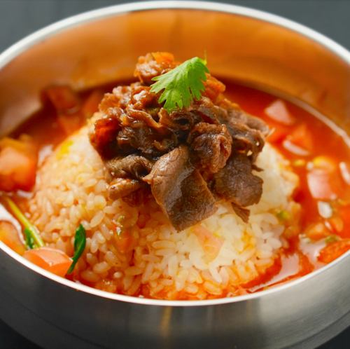 トマトと国産牛肉のすき焼き風スープライス