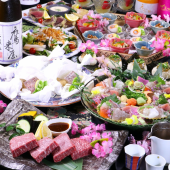 特選おおいた和牛ステーキ名物刺身8種盛り合わせ春食材料理満喫コース【料理のみ】 5500円(税込)