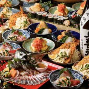 [Spring banquet hotpot included] Bonito Tosazo, sesame mackerel, three types of sashimi, offal hotpot, 10 items in total, 2 hours all-you-can-drink included, 5,000 yen