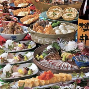 【夏季限定】刺身3種・太刀魚焼き・串揚2種・おでん5種全13品飲放題2h付7,000円→6,000円(税込)