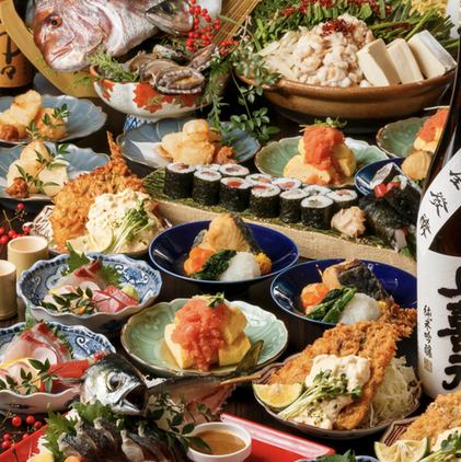 【夏季限定】刺身3種・太刀魚焼き・串揚げ2種・もつ鍋全13品飲み放題2h付7,500円→6,000円(税込)