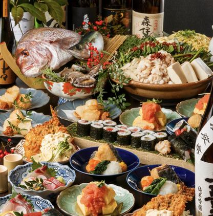 【秋季限定】3种刺身、炸方头鱼、内脏锅,共12道菜品,附2小时无限畅饮。6,500日元→5,000日元(含税)