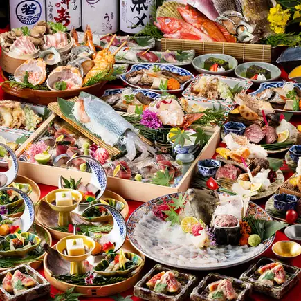 【11/20迄・OPEN記念】2時間飲み放題｜活イカ・カワハギ・糸島牛コース/7,000円→6,000円(税込)