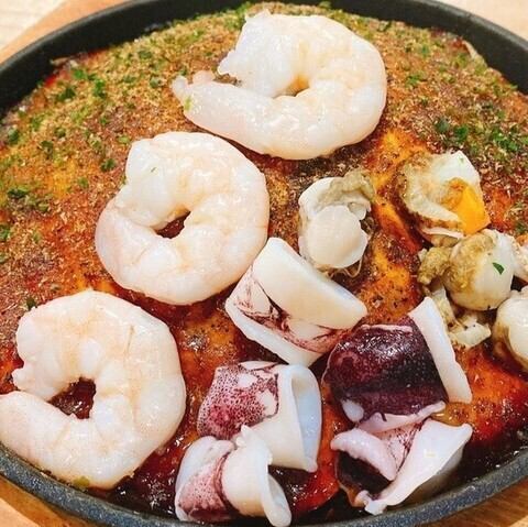 広島お好み焼き 海鮮焼き(イカ、海老、帆立、麺)