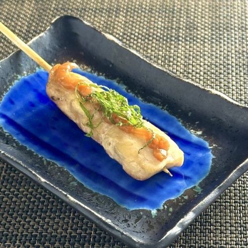 Plum and shiso chicken breast skewers